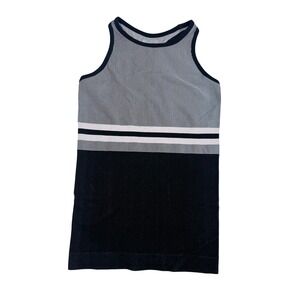 ATHLETA Women's Black White Striped High Neck Racerback Tank Top 591283-00-2 M